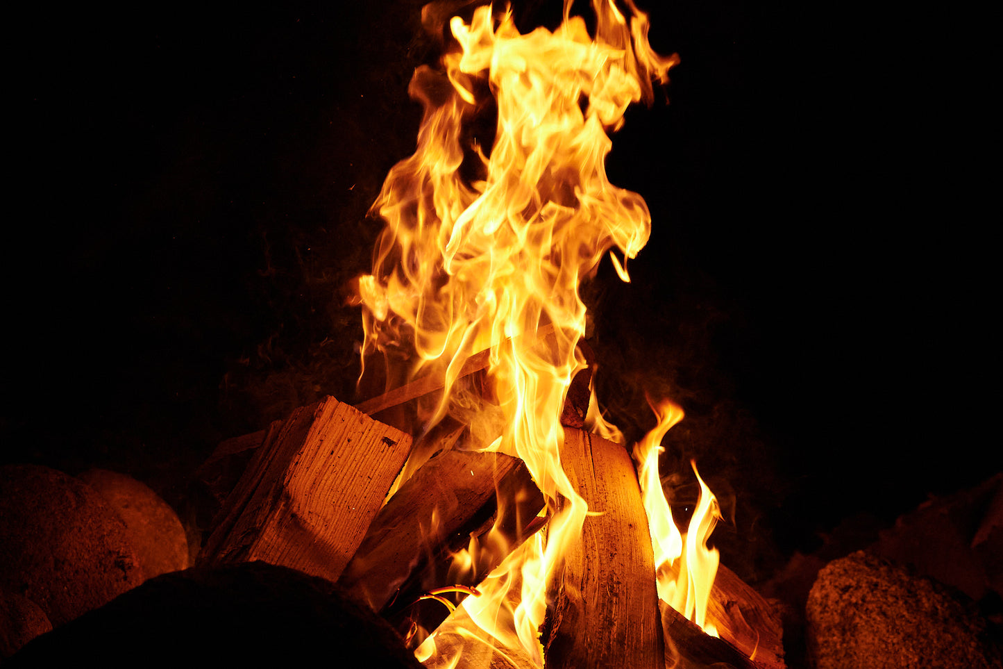 Focus view of a campfire outdoors