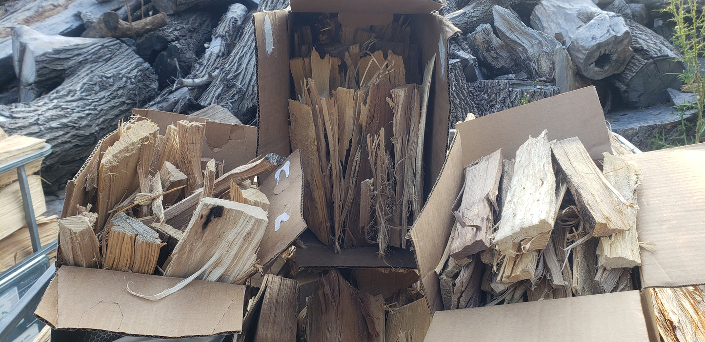 View of three kindling boxes